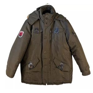 COOGI Men's Snorkel Faux Fur Jacket Green 2XL XXL Puffy Puffer Coat